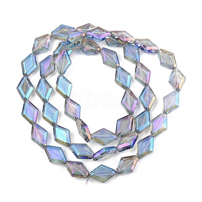Electroplate UV Plating Glass Beads Strands EGLA-B010-01A-HP04-1