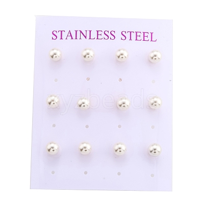 Plastic Imitation Pearl Stud Earrings STAS-D0001-03-G-A-1