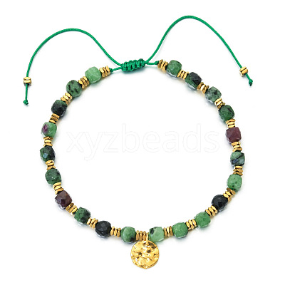Bohemian Style Natural Ruby in Zoisite Cube Braided Bead Bracelet YV1392-2-1