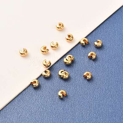 Brass Crimp Beads Covers KK-F824-036C-G-1