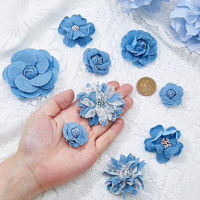 10Pcs 7 Styles Denim Flower for Clothes Garment Accessories Decorative DIY-HS0001-82A-1