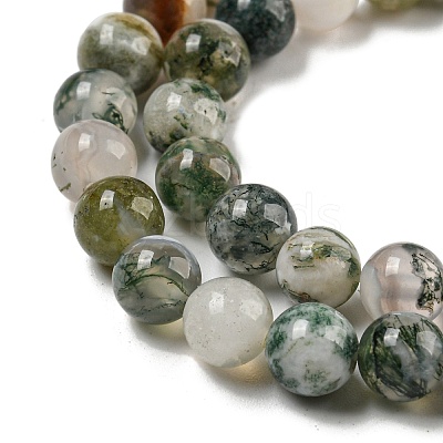 Natural Tree Agate Round Gemstone Beads Strands G-R255-6mm-1