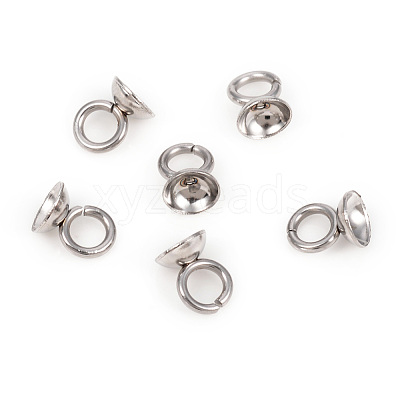 201 Stainless Steel Bead Cap Pendant Bails STAS-L244-27C-P-1
