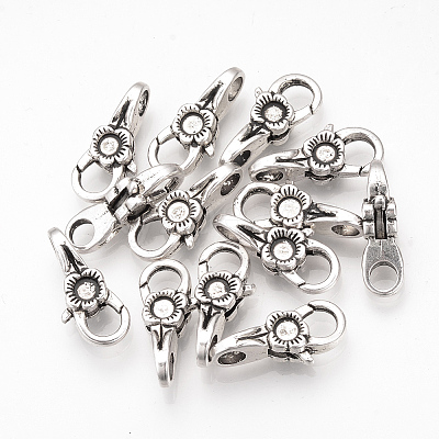 Tibetan Style Alloy Lobster Claw Clasps X-TIBE-T002-12AS-RS-1