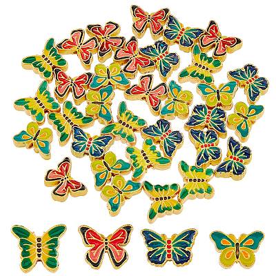 32Pcs 4 Colors Alloy Enamel Beads ENAM-DC0014-94-1