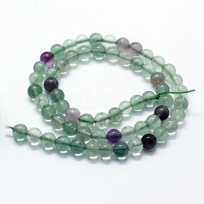 Natural Fluorite Beads Strands G-I199-12-6mm-1