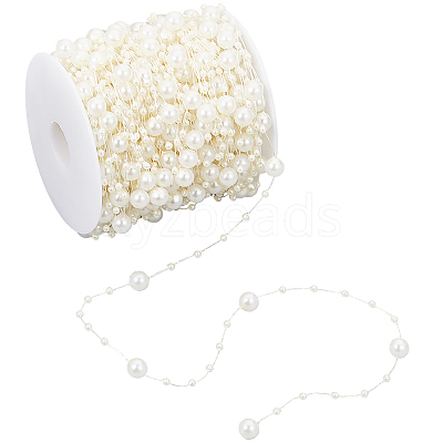 1 Roll Plastic Round Beaded Link Chains DIY-SC0024-96C-1
