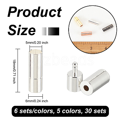 30 Sets 5 Colors Brass Bayonet Clasps KK-OC0001-37A-1