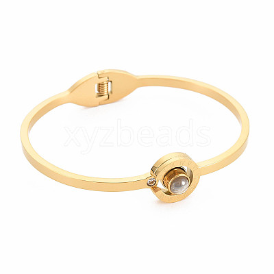 Crystal Rhinestone Flat Round with Roman Numeral Bangle BJEW-N017-011LG-1