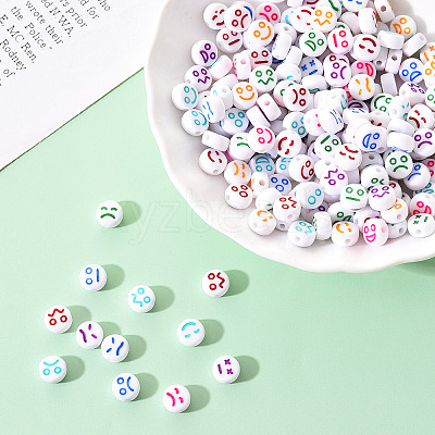White Opaque Acrylic Beads MACR-YW0001-20E-1