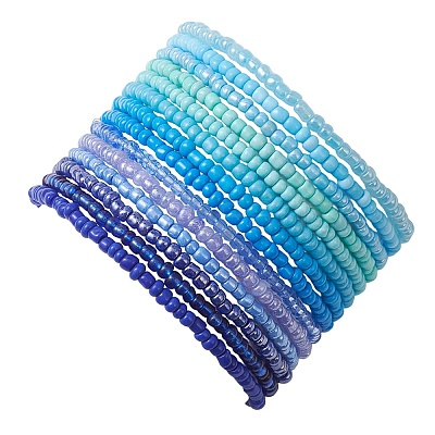 14Pcs Glass Seed Beads Stretch Bracelets for Women BJEW-MZ00266-1