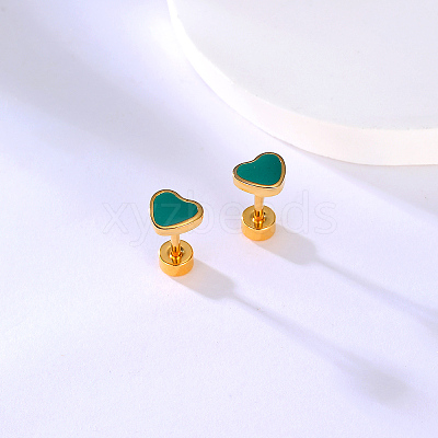 201 Stainless Steel Heart Screw Stud Earrings CN3729-5-1