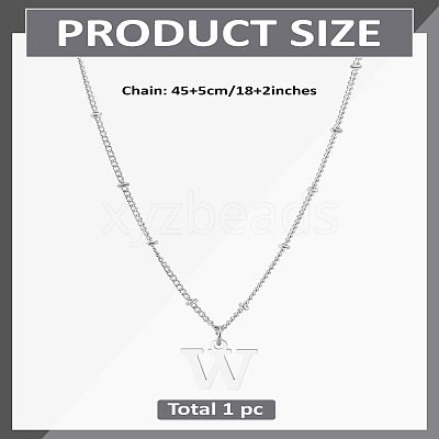 1Pc Brass Chain & 304 Stainless Steel Letter Pendant Necklaces NJEW-LP0001-35W-P-1