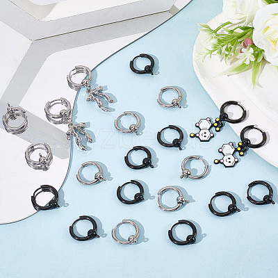 24Pcs 2 Colors 304 Stainless Steel Hoop Earring Findings FIND-SC0017-16C-1