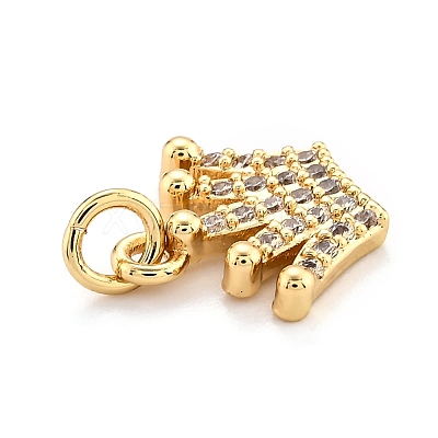 Brass Micro Pave Clear Cubic Zirconia Pendants ZIRC-O043-03G-1