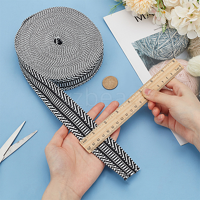 10 Yards Polyester Striped Jacquard Ribbon OCOR-PH0004-10-1