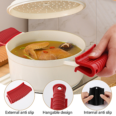 3 Sets 3 Colors Silicone Heat Resistant Pot Holder Sleeve Set AJEW-GL0001-50-1