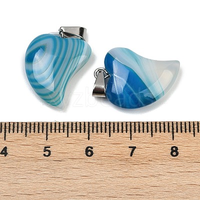 Dyed Natural Banded Agate Heart Pendant Necklaces NJEW-G166-01C-1