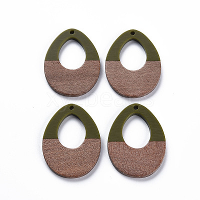 Opaque Resin & Walnut Wood Pendants RESI-T035-37C-1