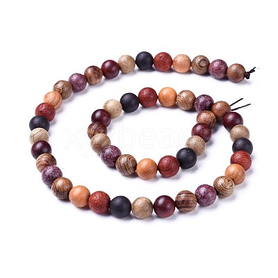 Natural Wood Beads Strands WOOD-F008-07-D-1