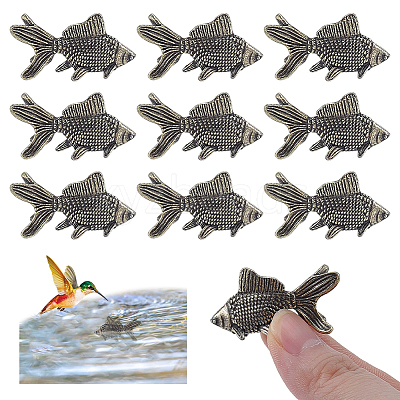 10Pcs Brass Fish Figurines Ornaments DJEW-ME0001-13AB-1