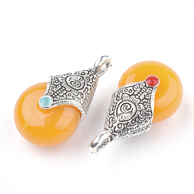 Tibetan Style Resin Pendants RESI-T022-16B-1