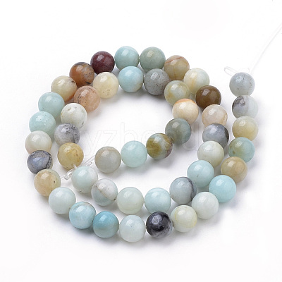 Natural Flower Amazonite Beads Strands G-S259-13-6mm-1