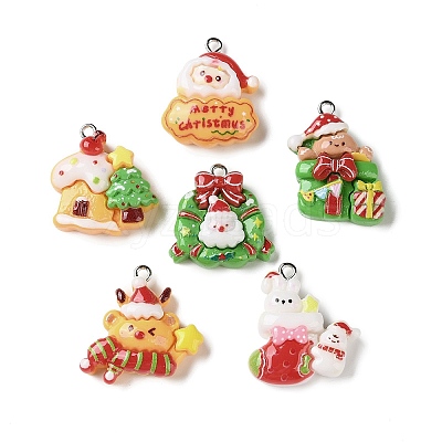 Christmas Opaque Resin Pendants RESI-I352-01P-01-1