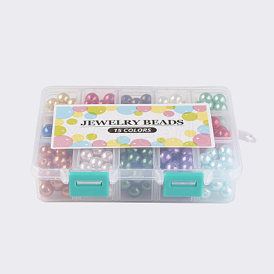 15 Color Glass Pearl Beads HY-X0008-10mm-1