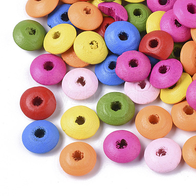 Spray Painted Natural Maple Wood Beads WOOD-T019-28-1