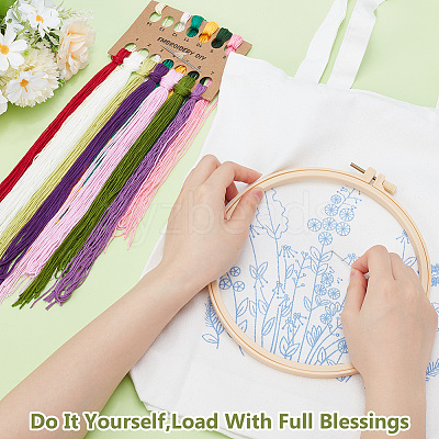 Flower Pattern DIY Canvas Women's Shoulder Bag Making Kits DIY-WH0349-356A-1