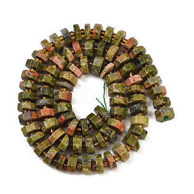 Natural Unakite Beads Strands G-F796-A07-01-1