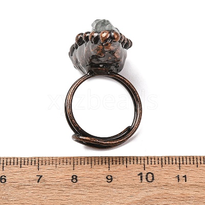 Irregular Rectangle Natural Green Quartz Adjustable Rings RJEW-M157-13R-1