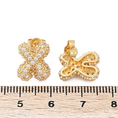 Brass Micro Pave Cubic Zirconia Stud Earrings EJEW-Z091-04G-X-1