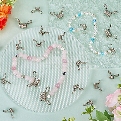 60Pcs 2 Styles Stainless Steel Spring Bead Clamps for Beading Jewelry Making FIND-SC0009-62-1