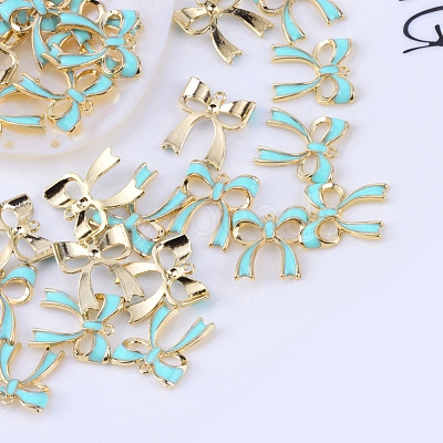Bowknot Alloy Enamel Pendants X-ENAM-Q033-22A-1