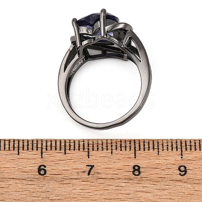 Heart Brass Micro Pave Cubic Zirconia Finger Rings FS-WG4D14B-06-1