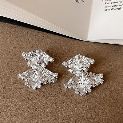 Brass Micro Pave Cubic Zirconia Stud Earrings WGC11E7-02-1