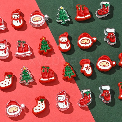24Pcs 12 Styles Christmas Decorations Theme Opaque Acrylic Bead with Enamel FIND-FS0002-66-1