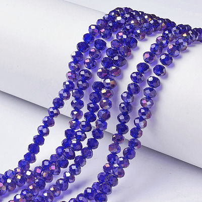 Electroplate Transparent Glass Beads Strands EGLA-A034-T8mm-F15-1