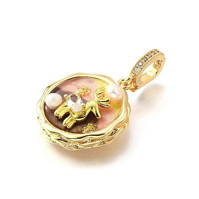 Brass Micro Pave Cubic Zirconia & Enamel Pendants KK-R222-12G-01-1