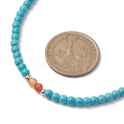 Synthetic Turquoise & Natural Carnelian Beaded Necklaces X1-NJEW-TA00161-1