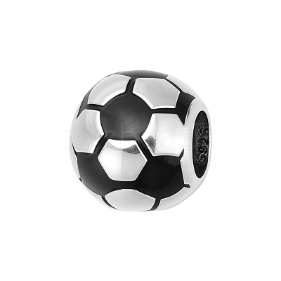 1Pc 925 Sterling Silver Black Enamel European Beads STER-UN0002-01-1