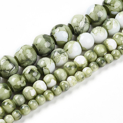 Baking Paint Glass Beads Strands X-DGLA-N003-8mm-C06-1