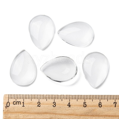 Transparent Teardrop Glass Cabochons GGLA-R024-25x18-1