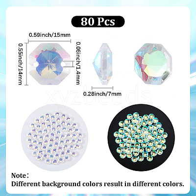 80Pcs Transparent Faceted Glass Connector Charms GLAA-SP0001-88D-02-1