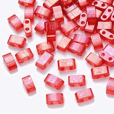 FGB 2-Hole Baking Paint Transparent Glass Seed Beads SEED-S031-M-254-1
