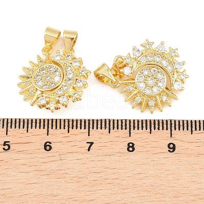 Brass Micro Pave Clear Cubic Zirconia Split Pendants KK-C169-03G-1