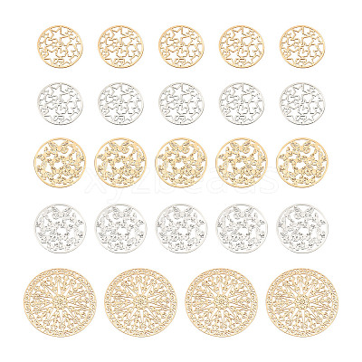 Brass Filigree Joiners Links KKC-FW0001-02-1