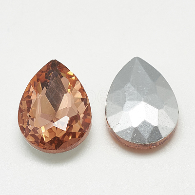 Pointed Back Glass Rhinestone Cabochons RGLA-T081-10x14mm-08-1